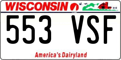 WI license plate 553VSF
