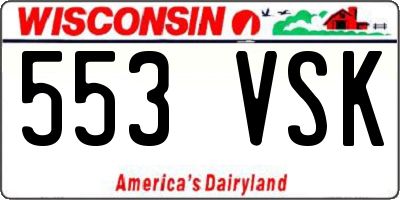 WI license plate 553VSK