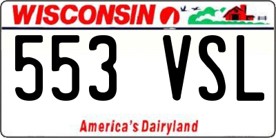 WI license plate 553VSL