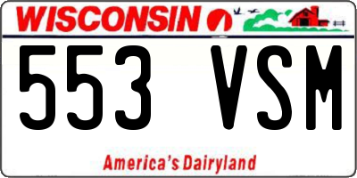 WI license plate 553VSM