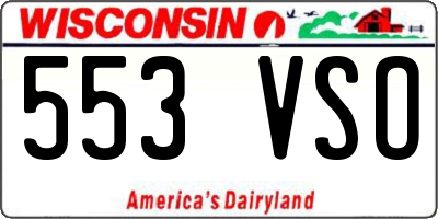 WI license plate 553VSO