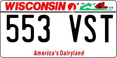 WI license plate 553VST
