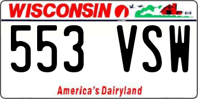 WI license plate 553VSW