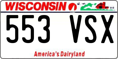 WI license plate 553VSX