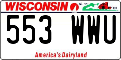 WI license plate 553WWU
