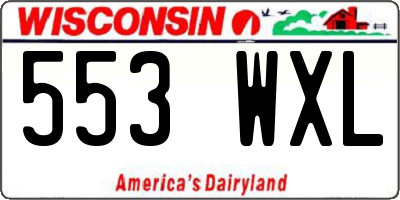WI license plate 553WXL