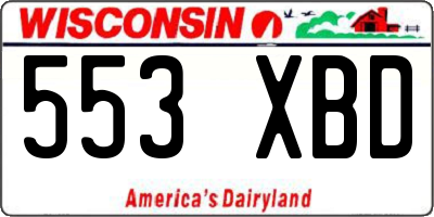 WI license plate 553XBD