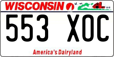 WI license plate 553XOC