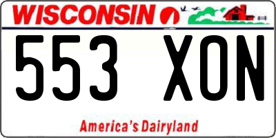WI license plate 553XON
