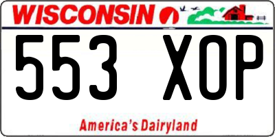 WI license plate 553XOP