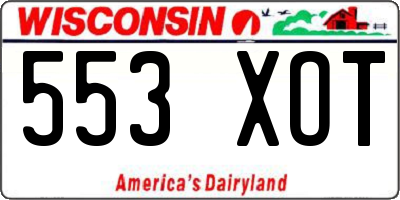 WI license plate 553XOT