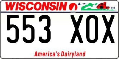 WI license plate 553XOX