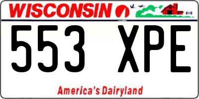 WI license plate 553XPE