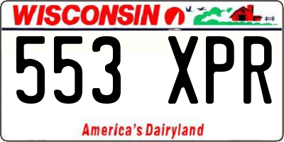 WI license plate 553XPR