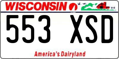 WI license plate 553XSD