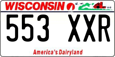 WI license plate 553XXR