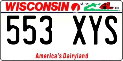 WI license plate 553XYS