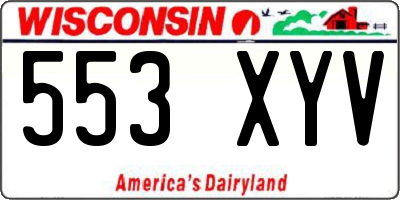 WI license plate 553XYV