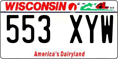 WI license plate 553XYW