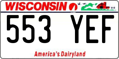 WI license plate 553YEF