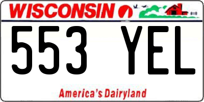 WI license plate 553YEL