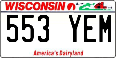 WI license plate 553YEM
