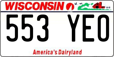 WI license plate 553YEO