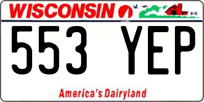 WI license plate 553YEP