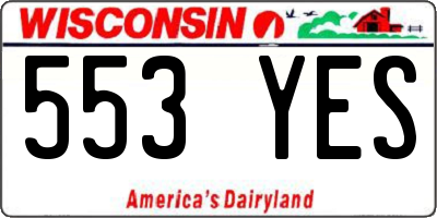 WI license plate 553YES