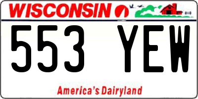 WI license plate 553YEW