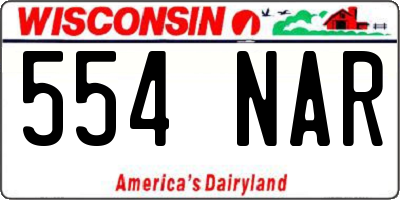 WI license plate 554NAR