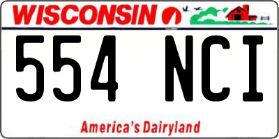 WI license plate 554NCI