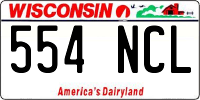 WI license plate 554NCL