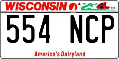 WI license plate 554NCP