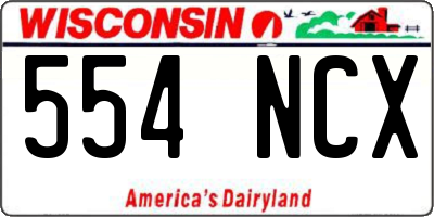 WI license plate 554NCX