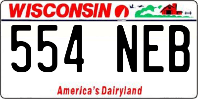WI license plate 554NEB