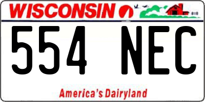 WI license plate 554NEC