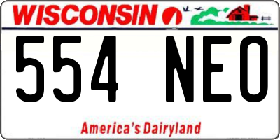 WI license plate 554NEO