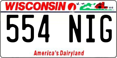 WI license plate 554NIG