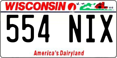 WI license plate 554NIX