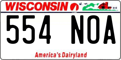 WI license plate 554NOA