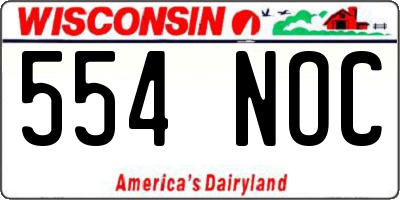 WI license plate 554NOC