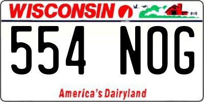 WI license plate 554NOG