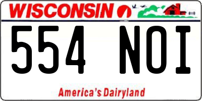 WI license plate 554NOI