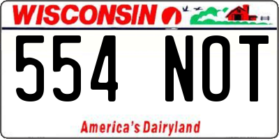 WI license plate 554NOT