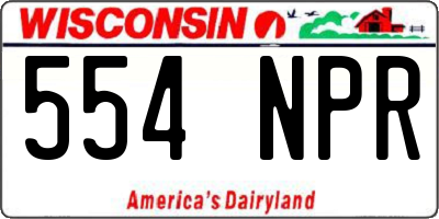 WI license plate 554NPR