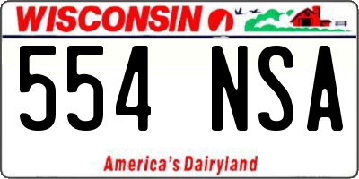 WI license plate 554NSA