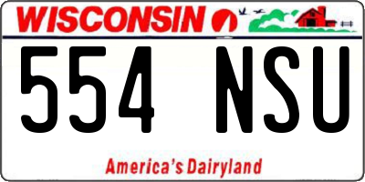 WI license plate 554NSU