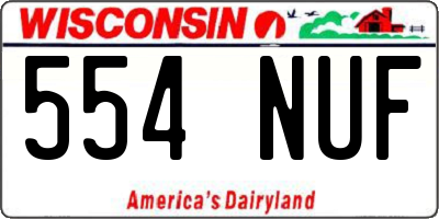 WI license plate 554NUF