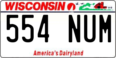 WI license plate 554NUM